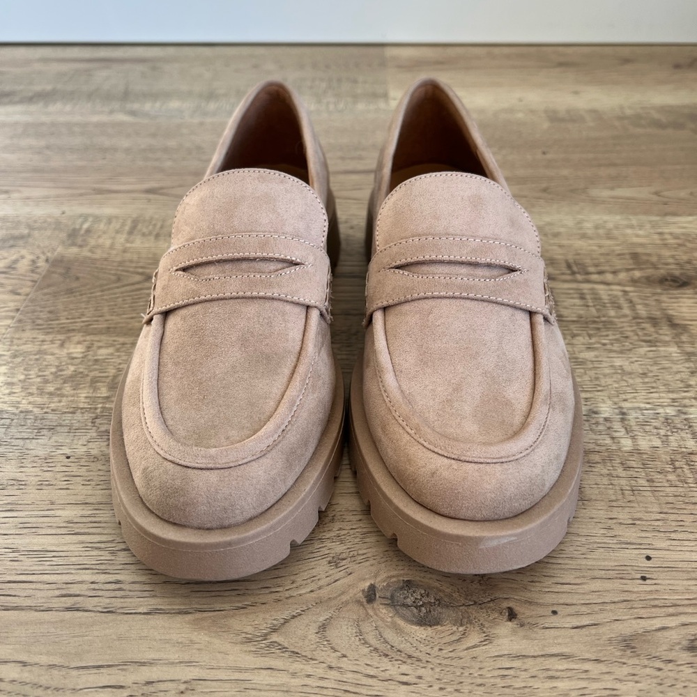 Women’s Light Camel Faux Suede Loafers